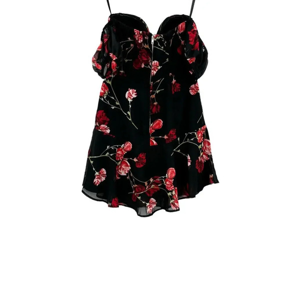 White Fox Boutique Monte Carlo Mini Dress Black Red Floral Size XS - Picture 6 of 15